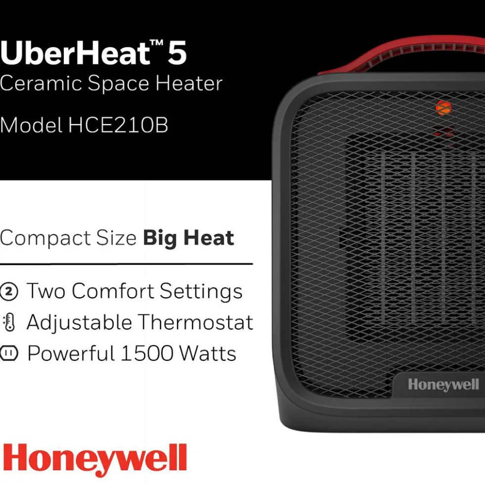 Honeywell UberHeat 5 Portable Ceramic Small Space Heater - Black, HCE210B