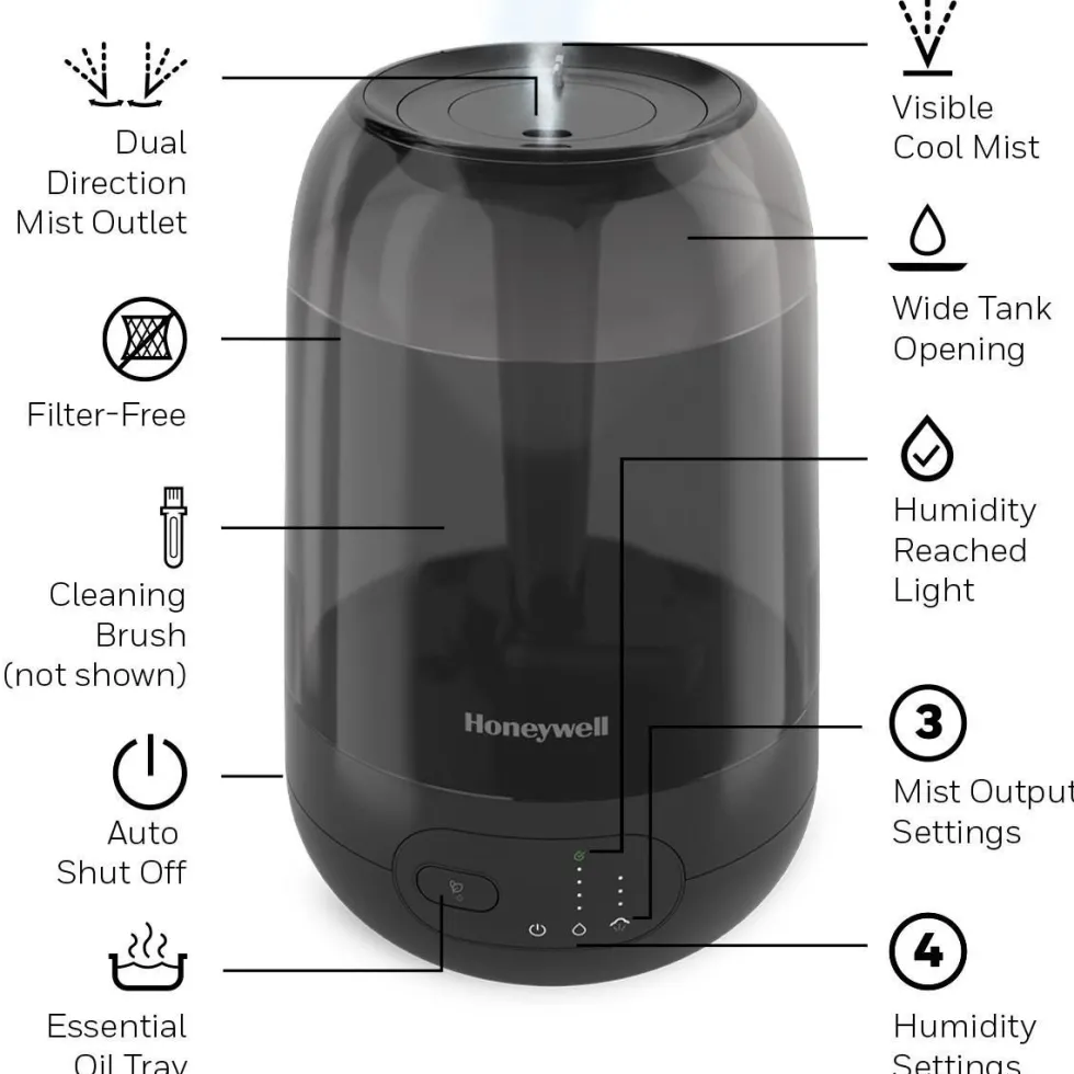 Honeywell Ultra Plus Cool Mist Humidifier - Black, HUL565B
