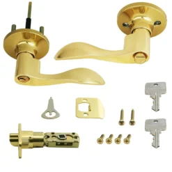 Honeywell Wave Entry Door Lever, Polished Brass, 8106001