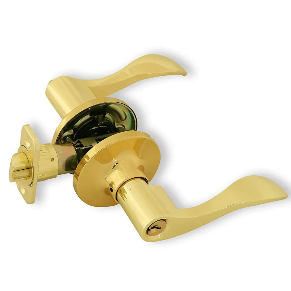 Honeywell Wave Entry Door Lever, Polished Brass, 8106001