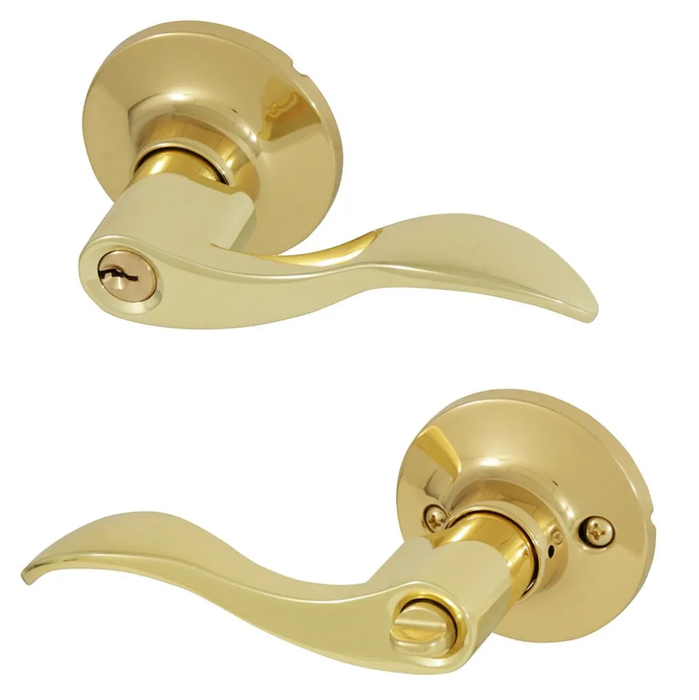 Honeywell Wave Entry Door Lever, Polished Brass, 8106001