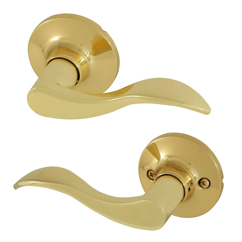 Honeywell Wave Passage Door Lever, Polished Brass, 8106003