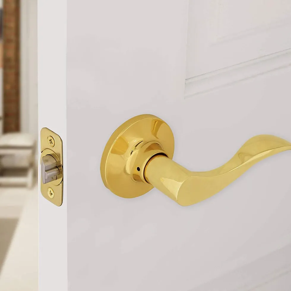 Honeywell Wave Passage Door Lever, Polished Brass, 8106003