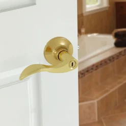 Honeywell Wave Privacy Door Lever, Polished Brass, 8106002