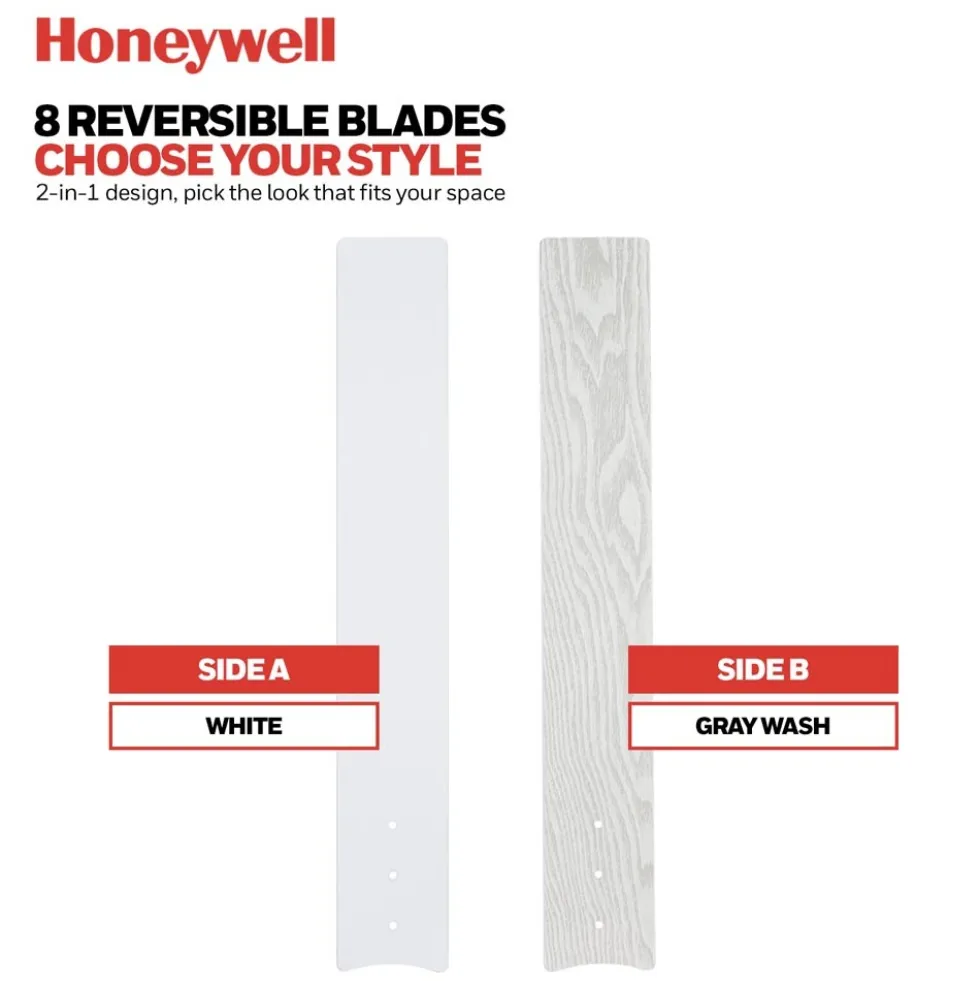 Honeywell Xerxes Indoor Ceiling Fan, Bright White, 62-Inch - 51628