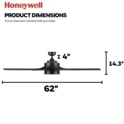 Honeywell Xerxes Indoor Ceiling Fan, Matte Black, 62-Inch - 51993