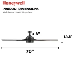 Honeywell Xerxes Indoor/Outdoor Ceiling Fan, Matte Black, 70-inch - 51905