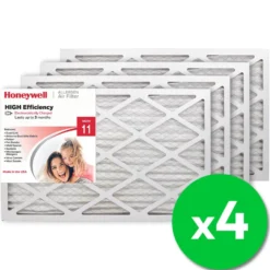 Honeywell 16x25x1 High Efficiency Allergen MERV 11 Air Filter, 4 Pack