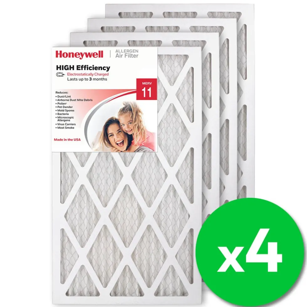 Honeywell 14x24x1 High Efficiency Allergen MERV 11 Air Filter, 4 Pack