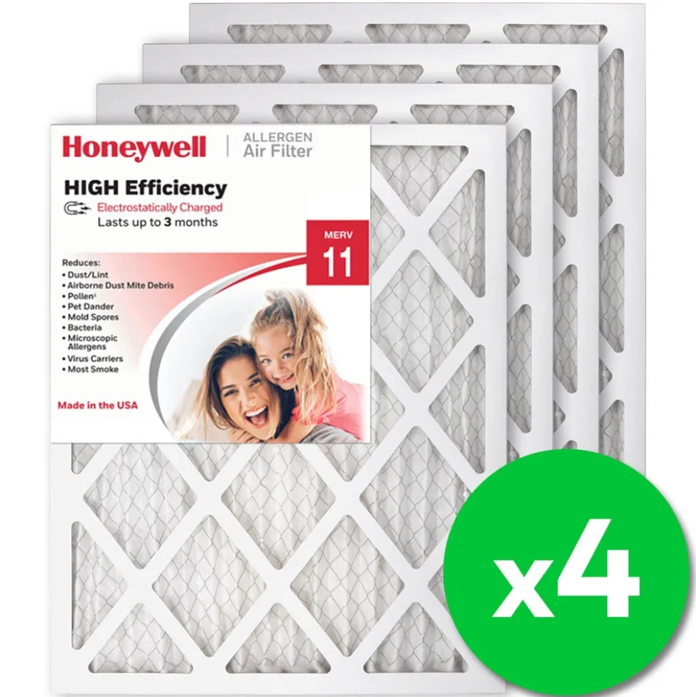 Honeywell 16x20x1 High Efficiency Allergen MERV 11 Air Filter, 4 Pack