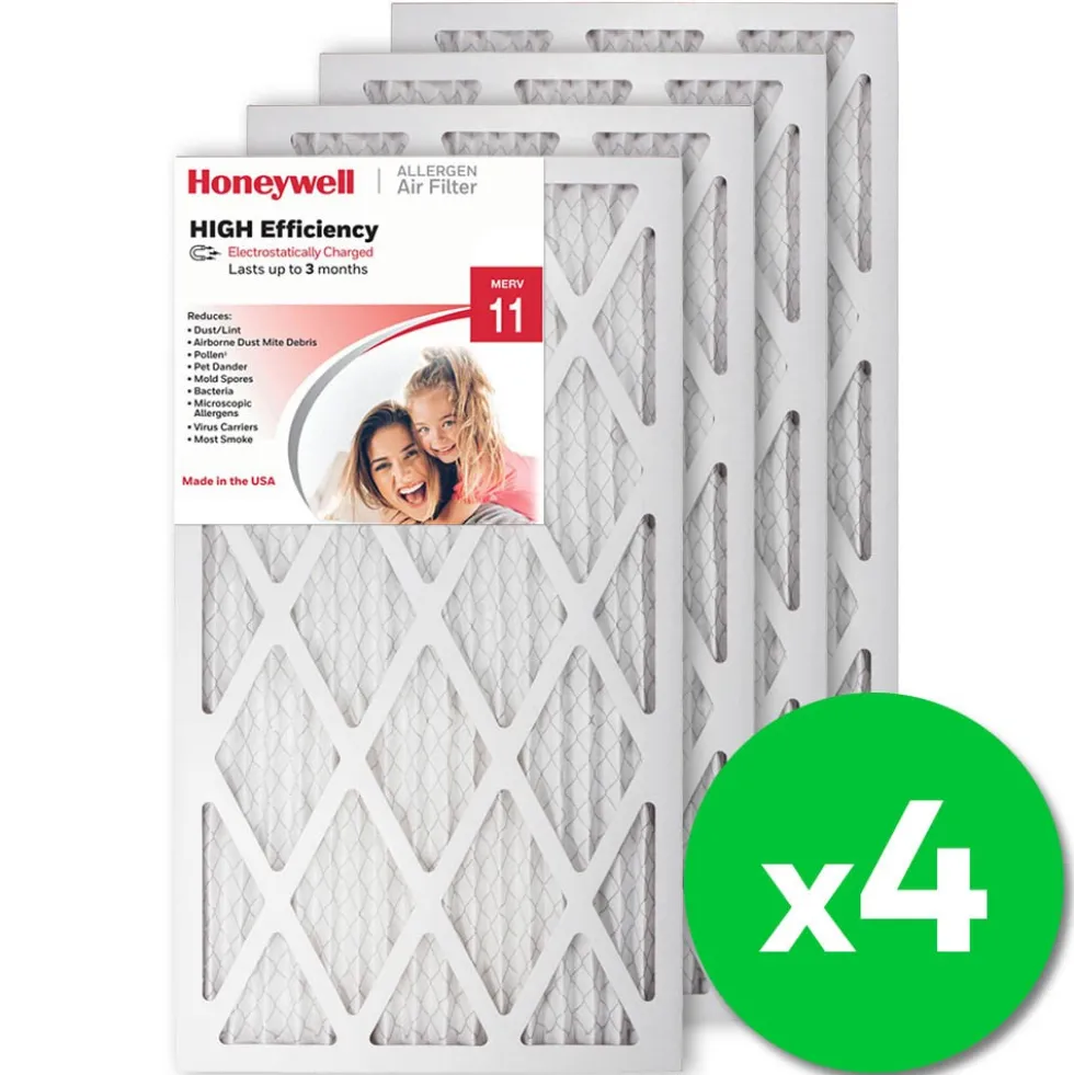 Honeywell 14x25x1 High Efficiency Allergen MERV 11 Air Filter, 4 Pack