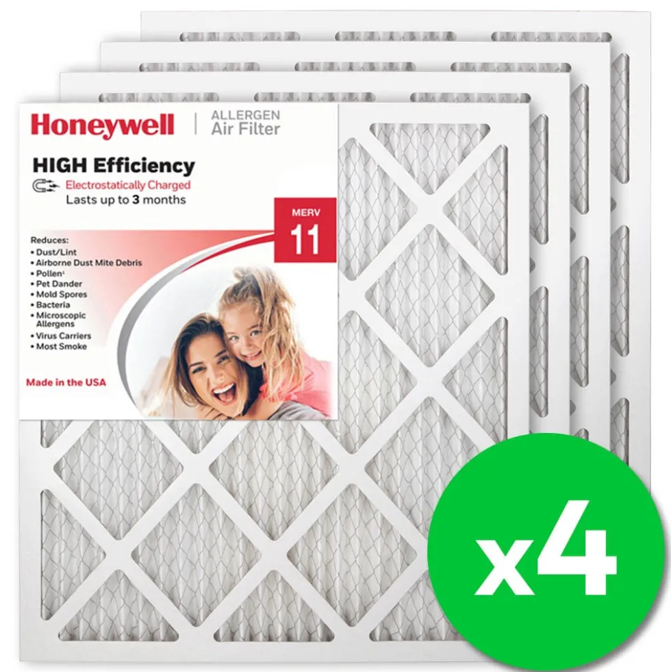 Honeywell 18x20x1 High Efficiency Allergen MERV 11 Air Filter, 4 Pack