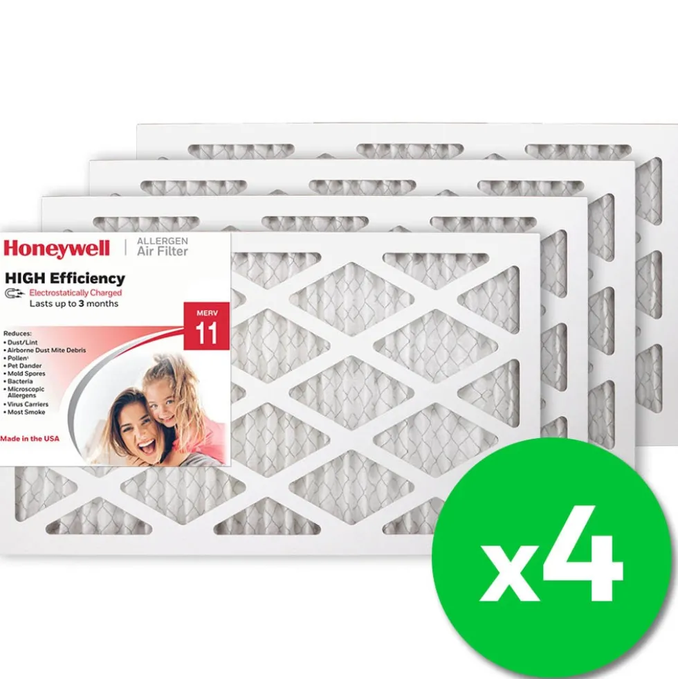 Honeywell 12x20x1 High Efficiency Allergen MERV 11 Air Filter, 4 Pack