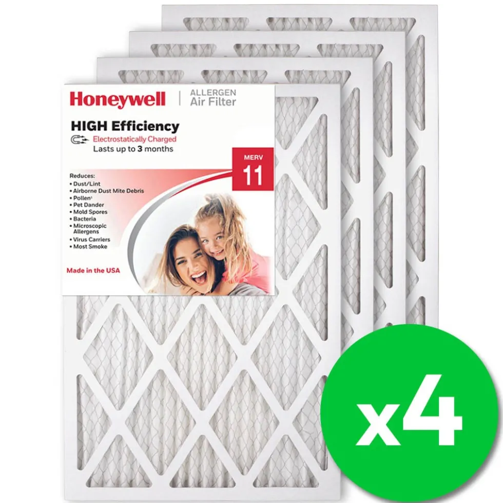 Honeywell 16x24x1 High Efficiency Allergen MERV 11 Air Filter, 4 Pack