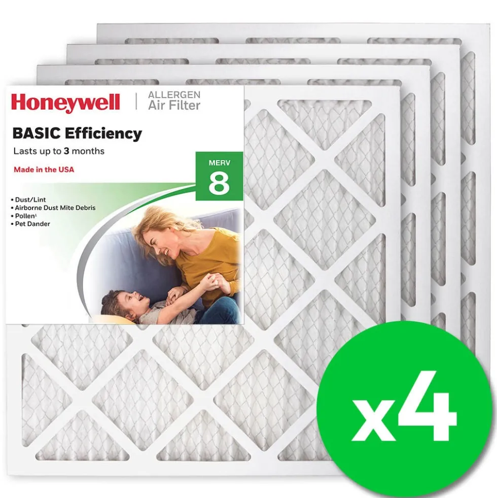 Honeywell 20x20x1 Standard Efficiency Allergen MERV 8 Air Filter, 4 Pack