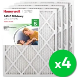 Honeywell 20x25x1 Standard Efficiency Allergen MERV 8 Air Filter, 4 Pack