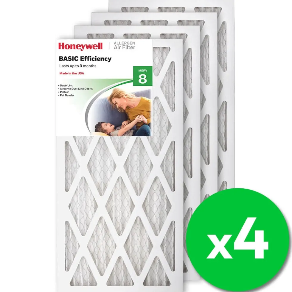 Honeywell 12x24x1 Standard Efficiency Allergen MERV 8 Air Filter, 4 Pack