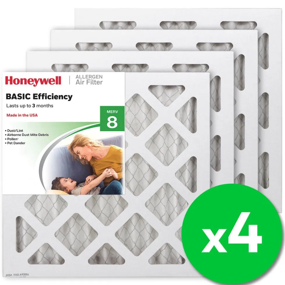 Honeywell 12x12x1 Standard Efficiency Allergen MERV 8 Air Filter, 4 Pack