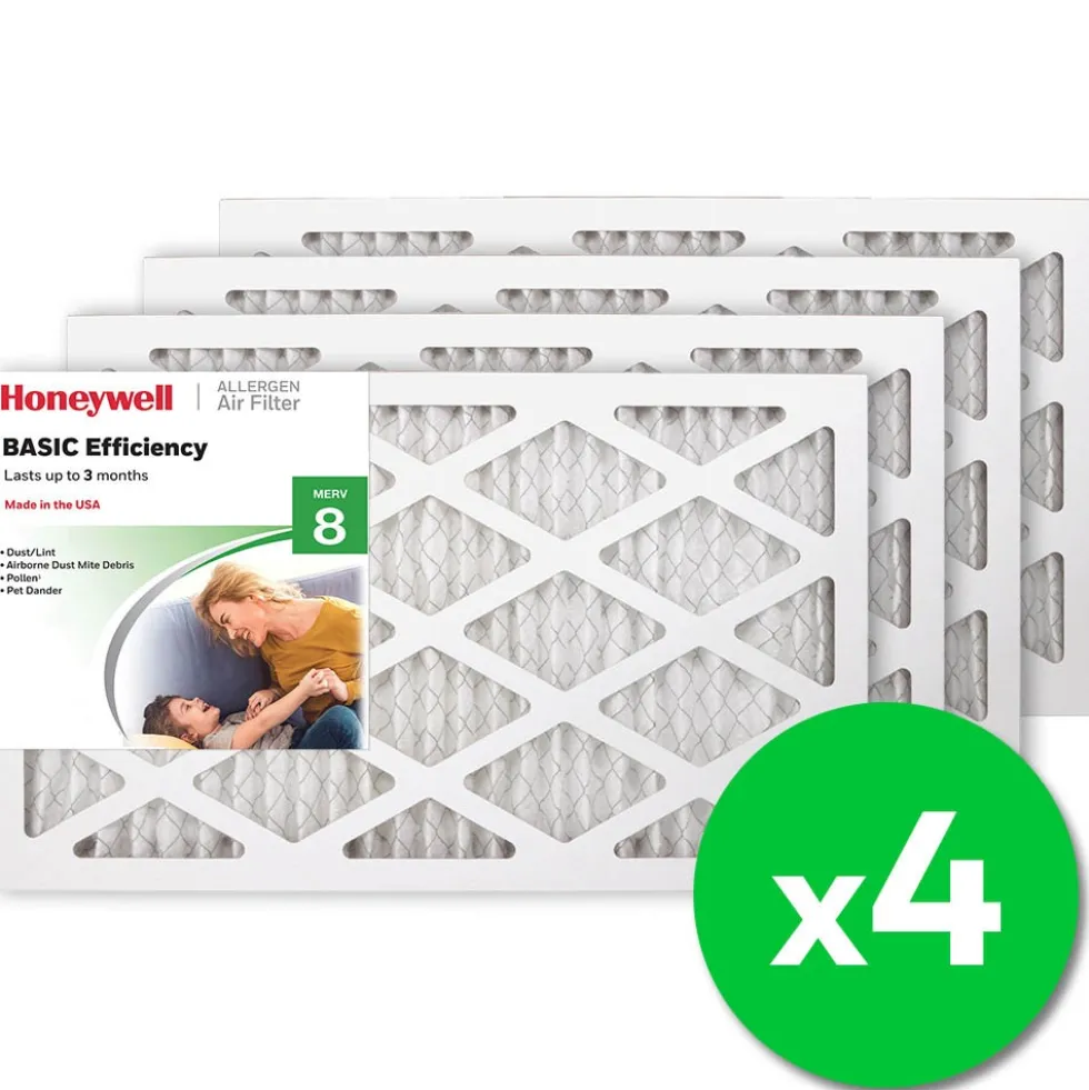 Honeywell 12x20x1 Standard Efficiency Allergen MERV 8 Air Filter, 4 Pack