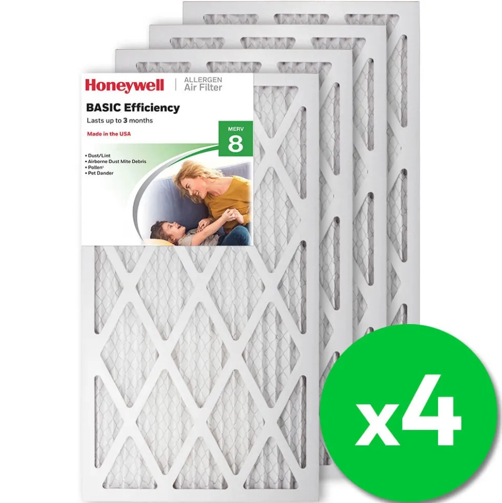 Honeywell 14x25x1 Standard Efficiency Allergen MERV 8 Air Filter, 4 Pack