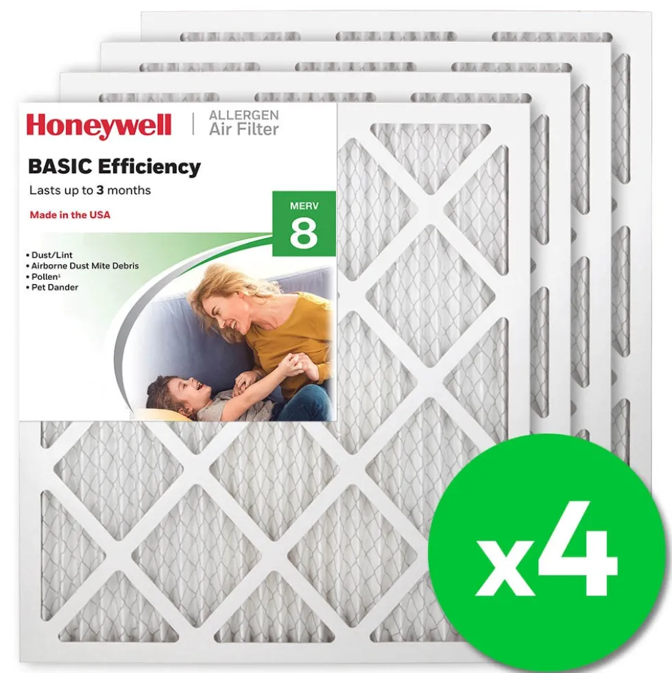Honeywell 18x20x1 Standard Efficiency Allergen MERV 8 Air Filter, 4 Pack