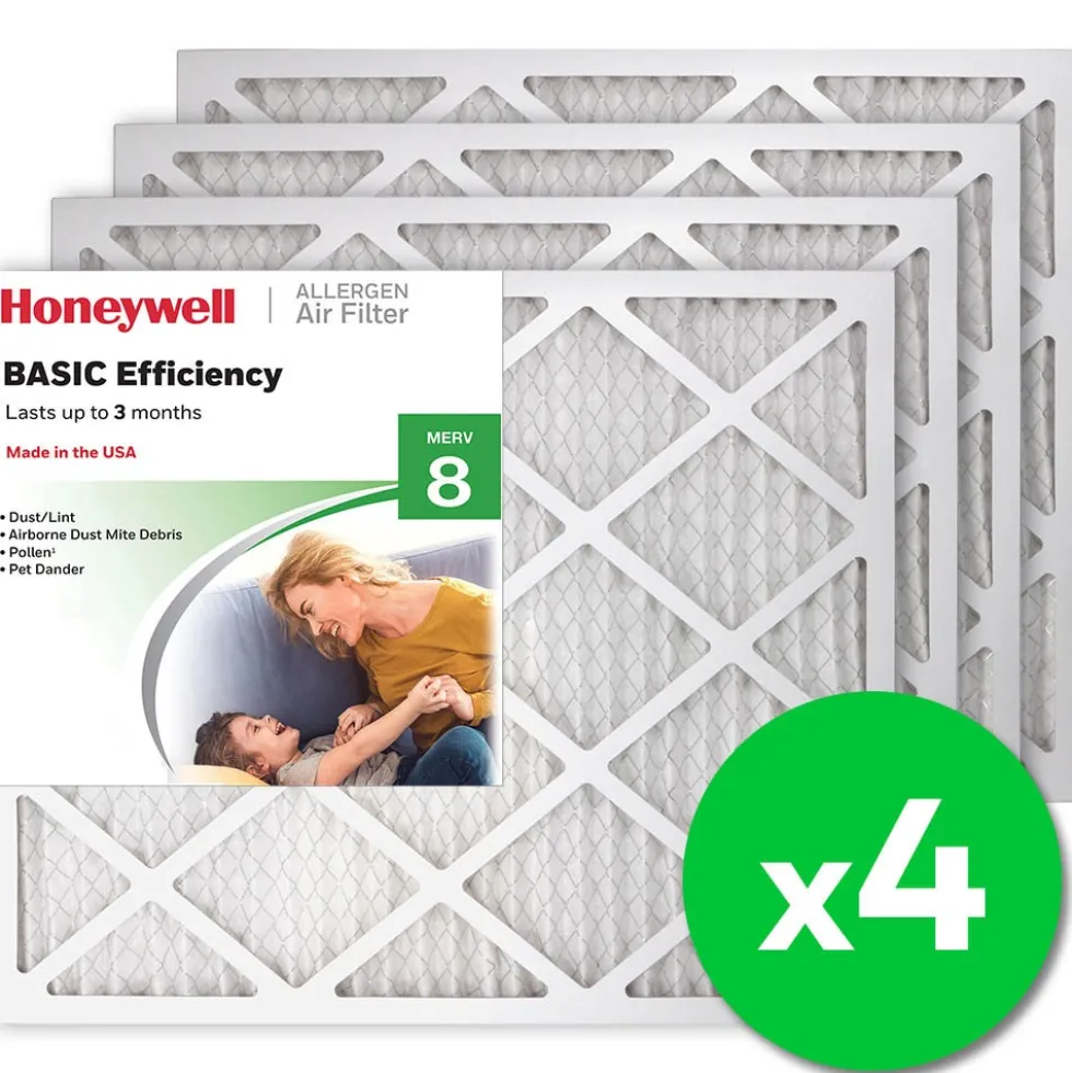 Honeywell 20x24x1 Standard Efficiency Allergen MERV 8 Air Filter, 4 Pack