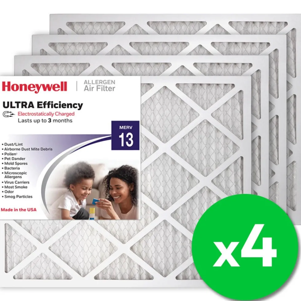 Honeywell 20x24x1 Ultra Efficiency Allergen MERV 13 Air Filter, 4 Pack