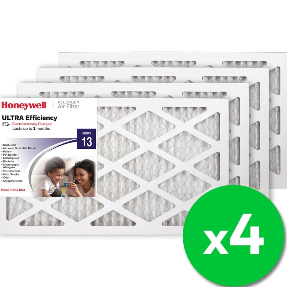 Honeywell 12x20x1 Ultra Efficiency Allergen MERV 13 Air Filter, 4 Pack