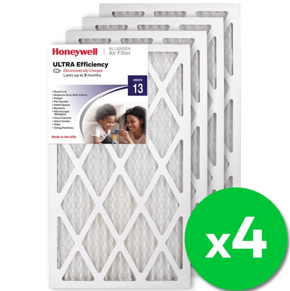 Honeywell 14x24x1 Ultra Efficiency Allergen MERV 13 Air Filter, 4 Pack