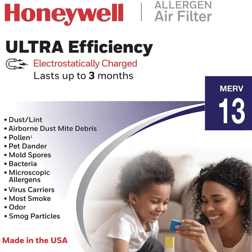 Honeywell 12x24x1 Ultra Efficiency Allergen MERV 13 Air Filter, 4 Pack