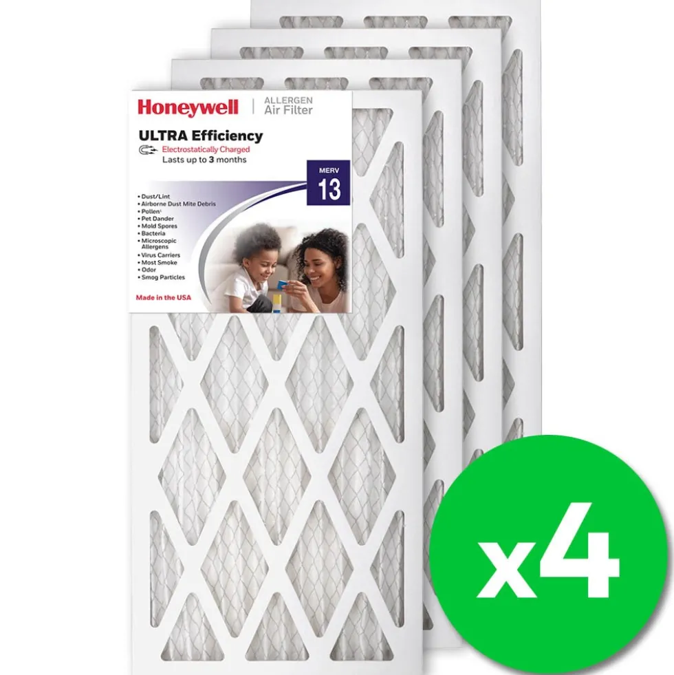 Honeywell 12x24x1 Ultra Efficiency Allergen MERV 13 Air Filter, 4 Pack