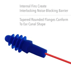 Howard Leight Airsoft Flanged Corded Earplugs with Reusable Case, 500-Pairs