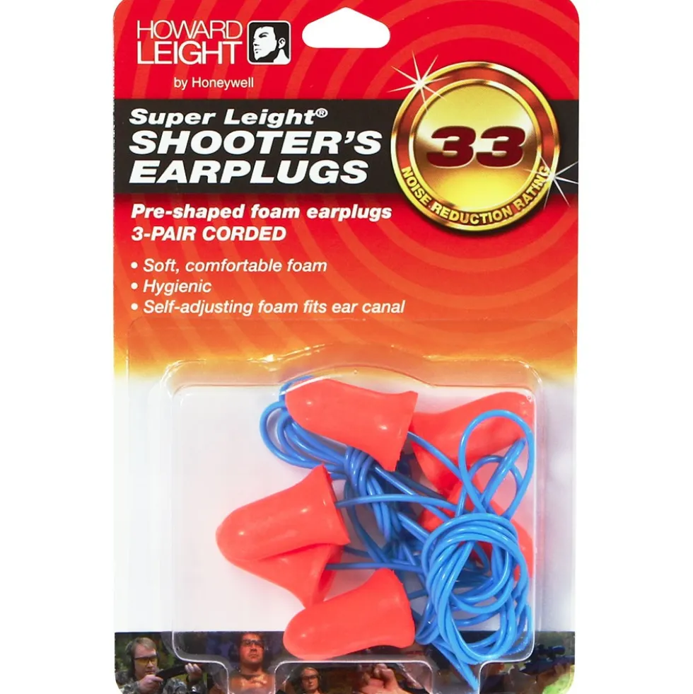 Howard Leight by Honeywell Super Leight Corded Pre-Shaped Single-Use Foam Earplugs, 3 Pairs - R-01180