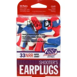 Howard Leight by Honeywell USA Shooters Earplugs, 10 Pairs in Red/White/Blue - R-01891