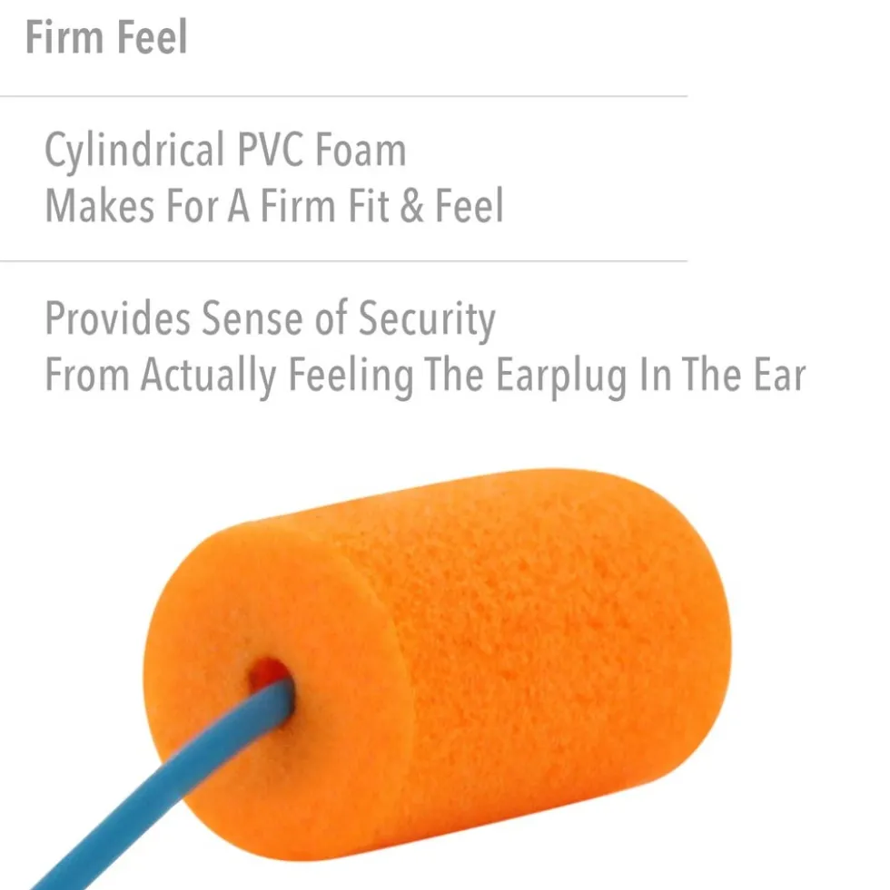 Howard Leight Firm Fit Corded Disposable Foam Earplugs, Polybag, 100-Pairs