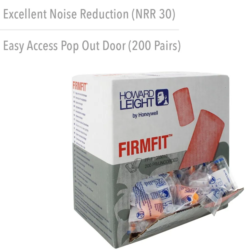 Howard Leight Firm Fit Disposable Foam Earplugs, Polybag, 200-Pairs