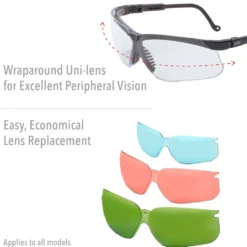 Uvex by Honeywell Genesis Safety Glasses with Black Frame, Clear Lens and Hydro Shield Anti-Fog Lens Coating - S3200HS