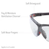 Uvex by Honeywell Genesis Vapor Blue Safety Glasses with Clear Anti-Scratch/Hard Coat Lens - S3240