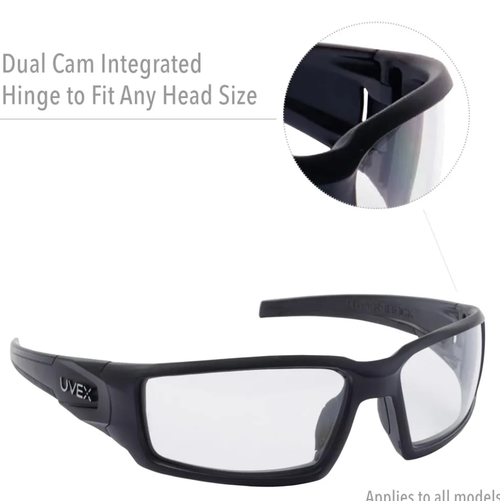 Uvex by Honeywell Hypershock Safety Glasses with Clear Ice Frame, Blue Mirror Lens and Hard Coat Lens Coating - S2975