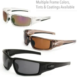 UVEX by Honeywell Hypershock Safety Glasses, Black Frame with Amber Lens & HydroShield Anti-Fog Coating - S2951HS