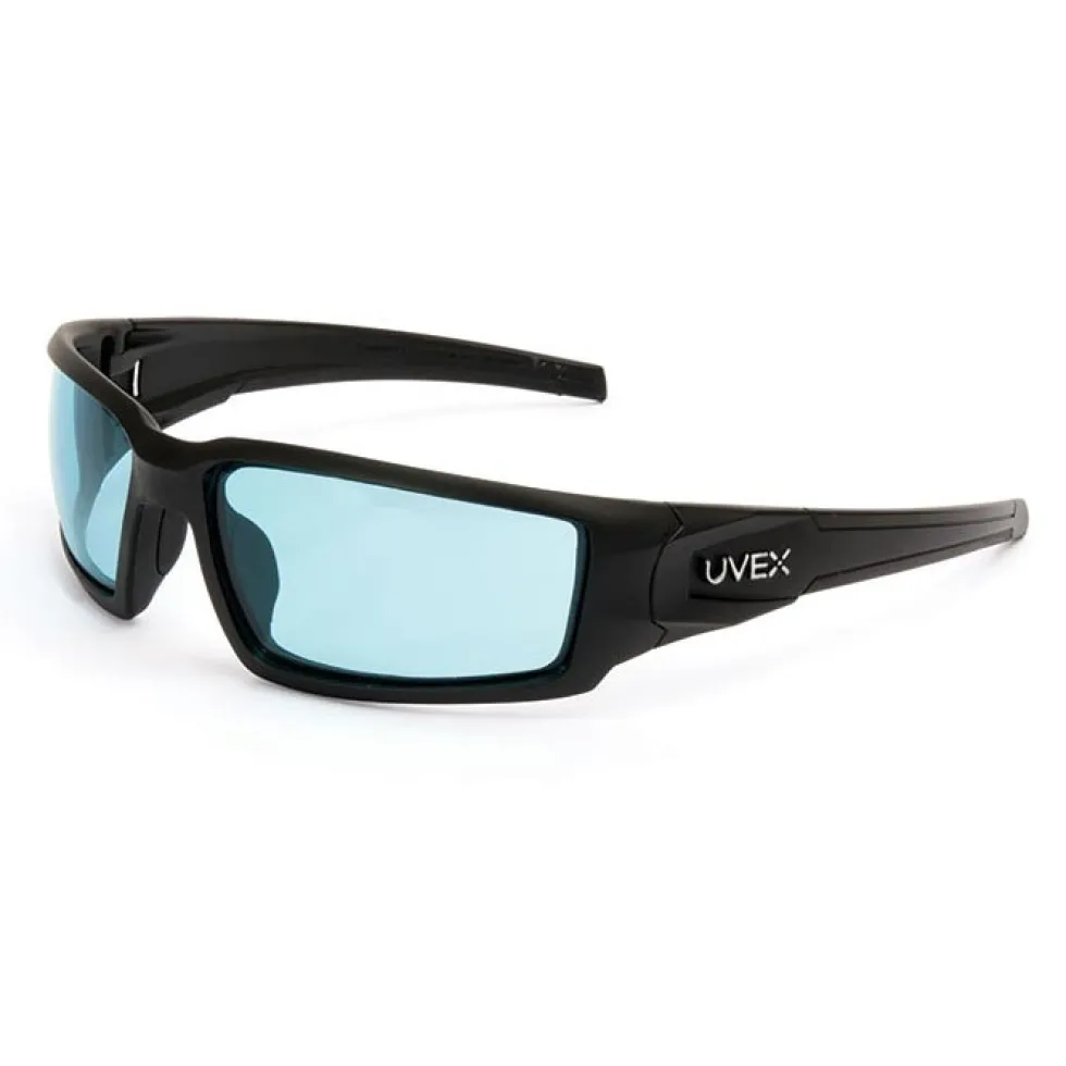 UVEX by Honeywell Hypershock Safety Glasses, Black Frame with Amber Lens & HydroShield Anti-Fog Coating - S2951HS