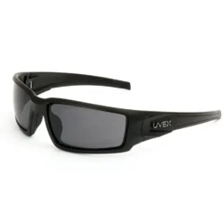 Uvex by Honeywell Hypershock Safety Glasses, Black Frame with Gray Lens, HydroShield Anti-Fog Coating - S2941HS