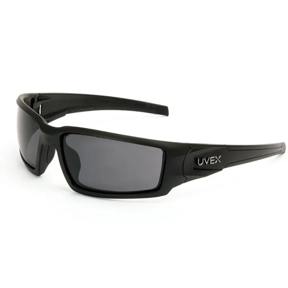 Uvex by Honeywell Hypershock Safety Glasses, Black Frame with Gray Lens, HydroShield Anti-Fog Coating - S2941HS