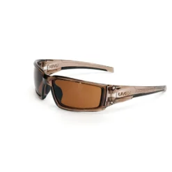 Uvex by Honeywell Hypershock Safety Glasses, Brown Frame with Espresso Lens & HydroShield Anti-Fog Coating - S2961HS