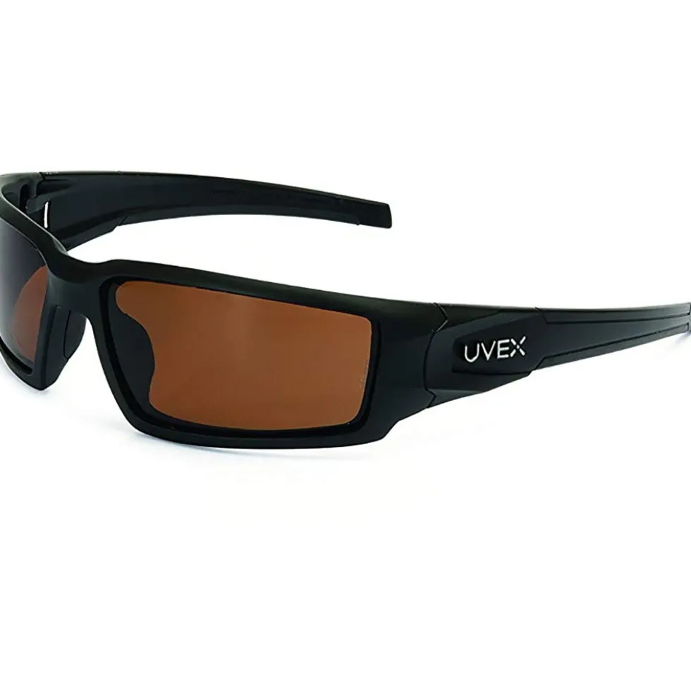 Uvex by Honeywell Hypershock Series Safety Glasses with Matte Black Frame, Espresso Polarized Lens and Hard Coat Lens Coating - S2949