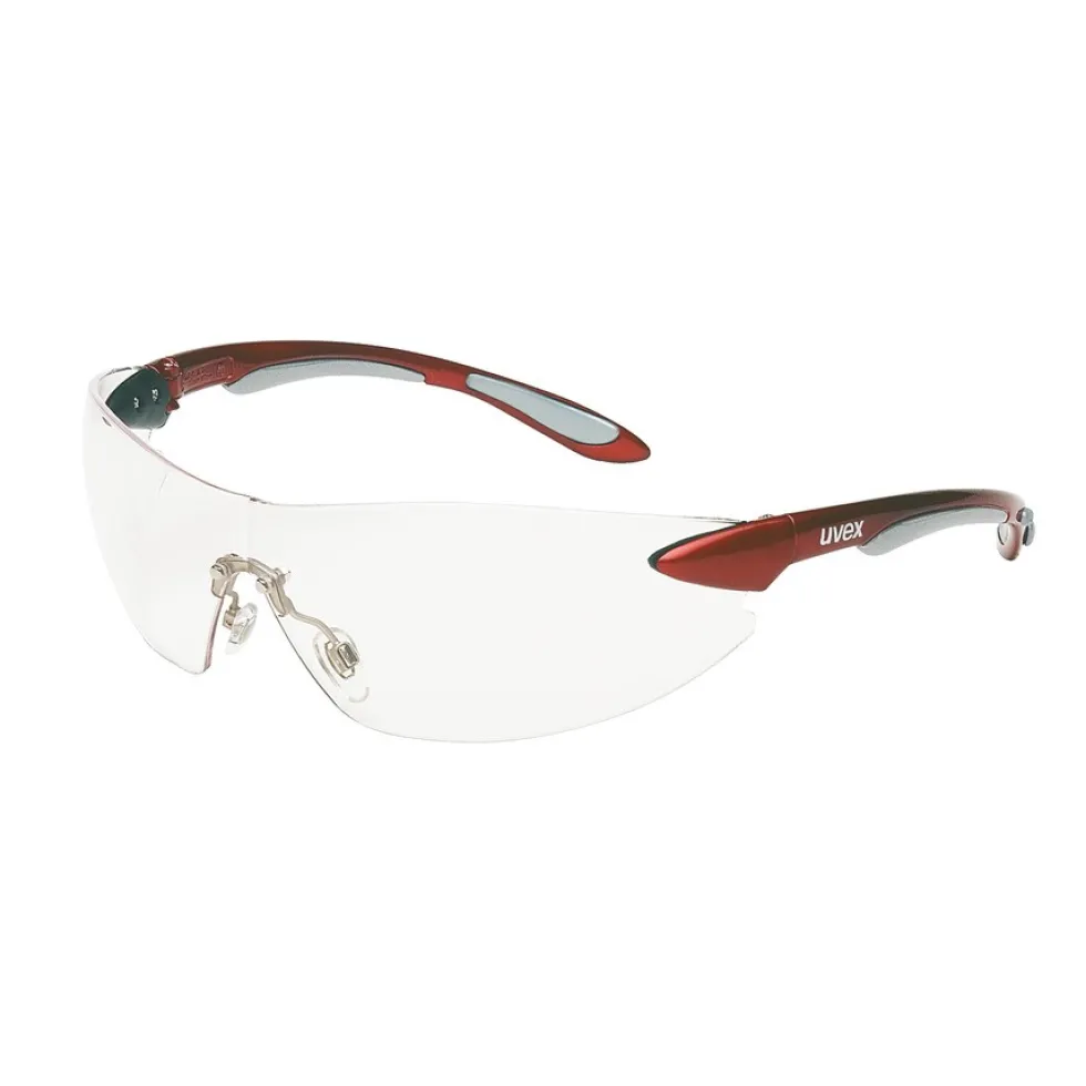 Uvex by Honeywell Ignite Safety Glasses: Wraparound Frame, Frameless, Unisex, Red, Clear - S4410X