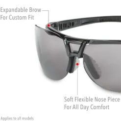 Uvex by Honeywell Protege Black Safety Glasses with Gray Lens and HydroShield Anti-Fog Coating - S4201HS