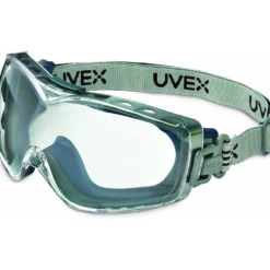 Uvex by Honeywell Stealth OTG Goggles Navy Body Clear Lens Tint HydroShield AF Coating Fabric Headband - S3970HSF